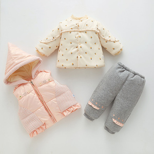 婴儿衣服冬装外出三件套个月棉衣套装棉服外套保暖棉袄1岁女宝宝