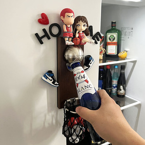 网红篮球壁挂式啤酒起子软磁铁冰箱贴开瓶器精酿篮筐接瓶盖瓶启子
