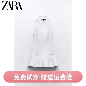ZARA夏季新款甜美白色宽褶衬衫款式连体裤式连衣裙女4661318 250