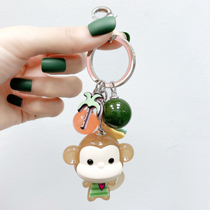 韩国进口正品GRAIN de BEAUTE卡通小猴子不锈钢钥匙扣挂件钥匙圈