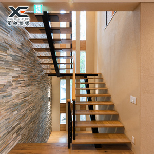 室内整体钢木跃层欧式复式阁楼简约直梁斜梁钢木定制loft楼梯DIY