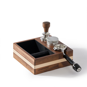 CAFEDE KONA实木渣咖啡盒 多功能家用咖啡敲渣盒 手柄支架压粉座