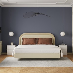 悬浮床现代简约真皮床轻奢主卧床北欧双人奶油风白色网红床1.8米
