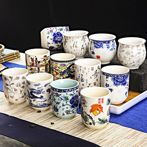 复古泡茶杯青花大号中式陶瓷家用水杯瓷器功夫茶具品茗杯一口杯