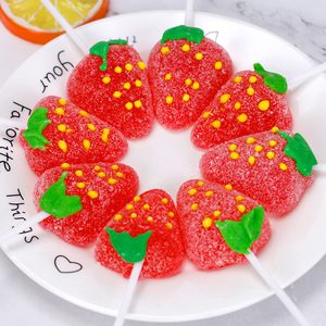 可爱创意棒棒糖软糖维生素C草莓造型糖果盒装儿童零食节日小礼物