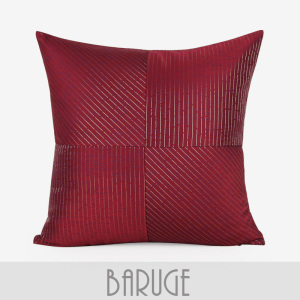 样板房红色抱枕中式条纹拼接靠包轻奢家居沙发方枕装饰靠枕布瑞格