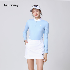 AW高尔夫女装时尚韩式长袖t恤网球裙套装百褶裙运动服装秋季新品