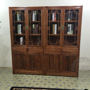 实木书柜书架展示柜仿古实木榆木架子客厅家具中式组合