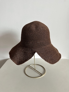 出游踏春女士春夏帽子可折叠手工编织草帽遮阳帽渔夫帽盆帽太阳帽