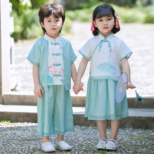 儿童装男童汉服夏装中国风六一表演幼儿园唐装民族国学女童古装潮