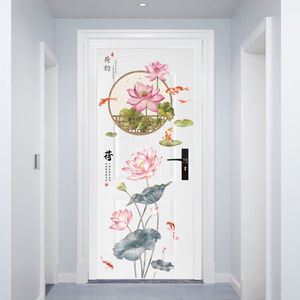 3D门贴创意中国风墙贴纸卧室房间门装饰贴画自粘衣柜门贴木门布置