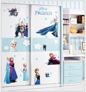 儿童房无痕小墙贴女孩卧室家具衣柜贴纸卡通动漫贴画可爱冰雪奇缘