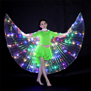 LED儿童舞者表演荧光七彩翅膀舞肚皮嘉年华表演服装演出翅膀道具