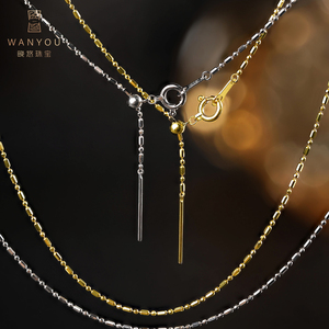 【晚悠珠宝】日本18K金竹节闪珠项链INS风针式万能链可调节素金链