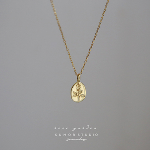 【一朵小玫瑰】法式气质金色项链s925通体纯银锁骨链女精致简约43