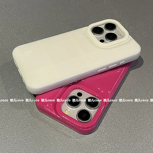 ins风纯色亮面面包适用iPhone15Promax苹果13手机壳14创意11/12软