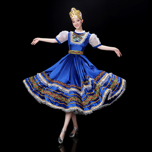 俄罗斯民族舞蹈服装欧洲宫廷公主女仆装舞台大气北欧开场舞大摆裙