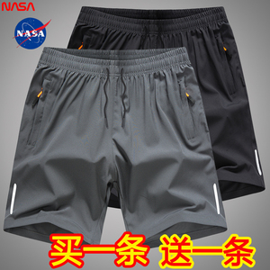 NASA夏季冰丝短裤男士新款宽松跑步速干运动裤大码篮球五分裤