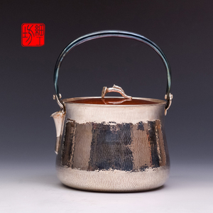 细工坊9999纯银纯手工茶壶一张打日式茶具家用煮茶烧水壶银壶