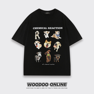 狗生百态 WOODOO 设计师品牌 日系卡通头像情侣 男女短袖T恤