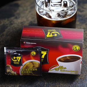 越南正品原装进口越贡G7速溶苦纯黑咖啡粉无蔗糖盒装学生提神醒脑