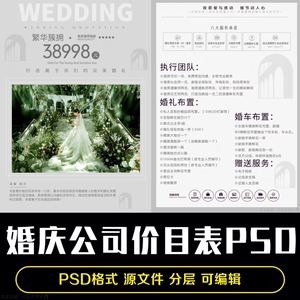 新款婚庆公司策划谈单价目表婚礼套餐报价单设计PSD画册模板文件