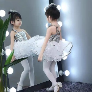 六一儿童蓬蓬裙表演服装亮片女童公主裙幼儿园舞蹈服纱裙演出服夏