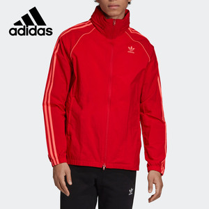 Adidas/阿迪达斯正品 三叶草男装新款防风夹克红色外套ED6083