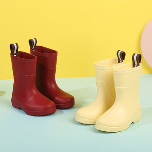 2022新款糖果色简约纯色黄色雨鞋中筒小学生踩水雨靴防滑男女童