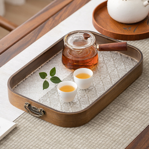 茶杯托盘竹木质长方圆形日式北欧家用餐厅酒店放茶具台干泡茶盘子