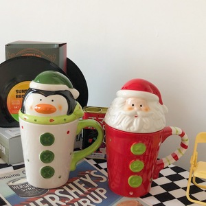 ins圣诞老人马克杯咖啡杯创意生日礼物杯子情侣陶瓷杯小众水杯女