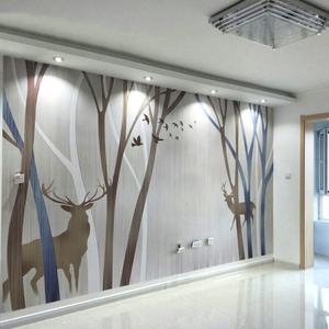 3D北欧个性创意电视背景墙壁纸客厅沙发卧室麋鹿美式墙纸壁画墙布
