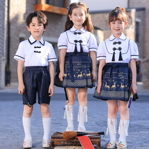 幼儿园毕业照服装大班马面裙拍照中式小学生班服汉服六一表演出服