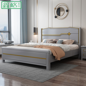 全实木床1.8米美式轻奢双人主卧白色1.5m高箱储物现代简约大婚床