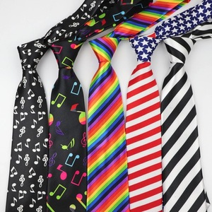 英伦韩版时尚休闲8CM潮男士商务领带音符条纹彩虹涤纶丝印花领带
