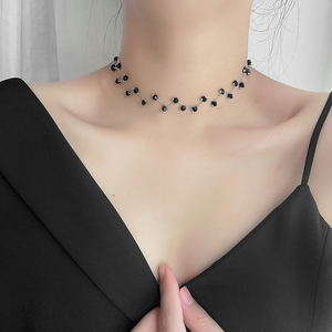 日韩版颈链女精致百搭高级感网红蕾丝choker黑色项链小众锁骨链