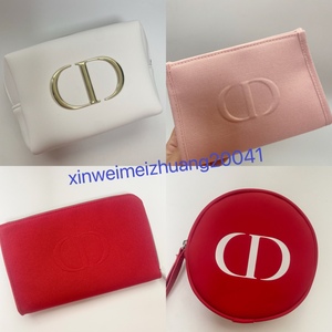 包邮Dior迪奥美妆专柜赠品红/粉色化妆包 正红色口红包 带镜子