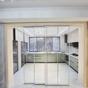 上海极窄边框钢化玻璃移门卫生间阳台三联动吊轨厨房推拉门定制