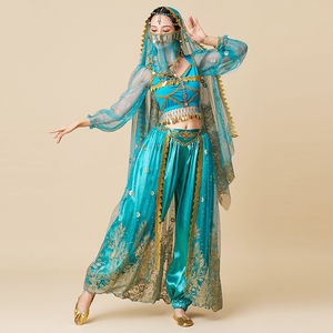 异域风情服装茉莉公主舞蹈服西域舞姬印度舞演出服长袖肚皮舞套装