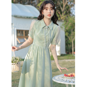 裙子女夏季仙女超仙森系小清新绿色连衣裙仙气高级感法式2023新款