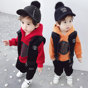 宝宝冬装0一1-3周岁半婴儿童装男小童套装冬季衣服棉衣三件套韩版