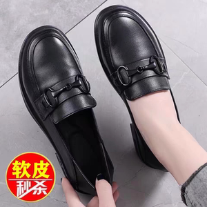 红青蜓真皮乐福鞋2024春秋季新款平跟软底软皮英伦风时尚舒适单鞋
