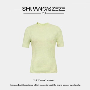 ShuangsZezeYü丨【华夫饼】醋酸丝圆领套头毛衣短袖上衣 YF8890