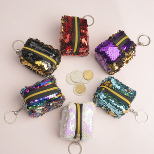 新款创意亮片正方形立体迷你小包包迷你硬币包女士零钱包钥匙包
