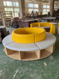 定制书柜弧形异形沙发书架半圆形双面S型 异形装饰造型组合凳大厅