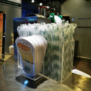 奶茶店吸管盒商用亚克力收纳透明餐饮店大号小号勺子盒收纳盒子筒