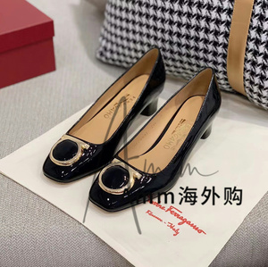 法国代购 ferragamo 菲拉格慕 高端优雅马蹄扣女平底高跟通勤单鞋