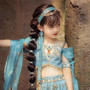 女童茉莉公主汉服2024新款夏季薄款短袖儿童宝宝蓝色古装女孩裙子
