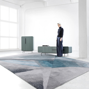 蓝色欧美抽象地毯客厅定制意式轻奢沙发茶几毯高级设计师羊毛地毯