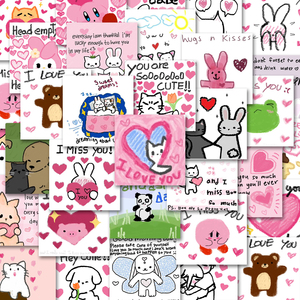 54张可爱小动物简笔画贴纸温暖治愈系笔记本电脑手机手账装饰贴画